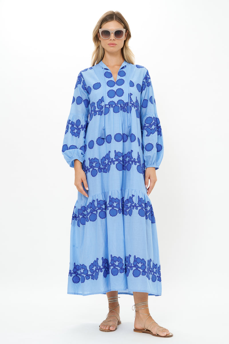 Balloon Sleeve Maxi- Tangier Blue