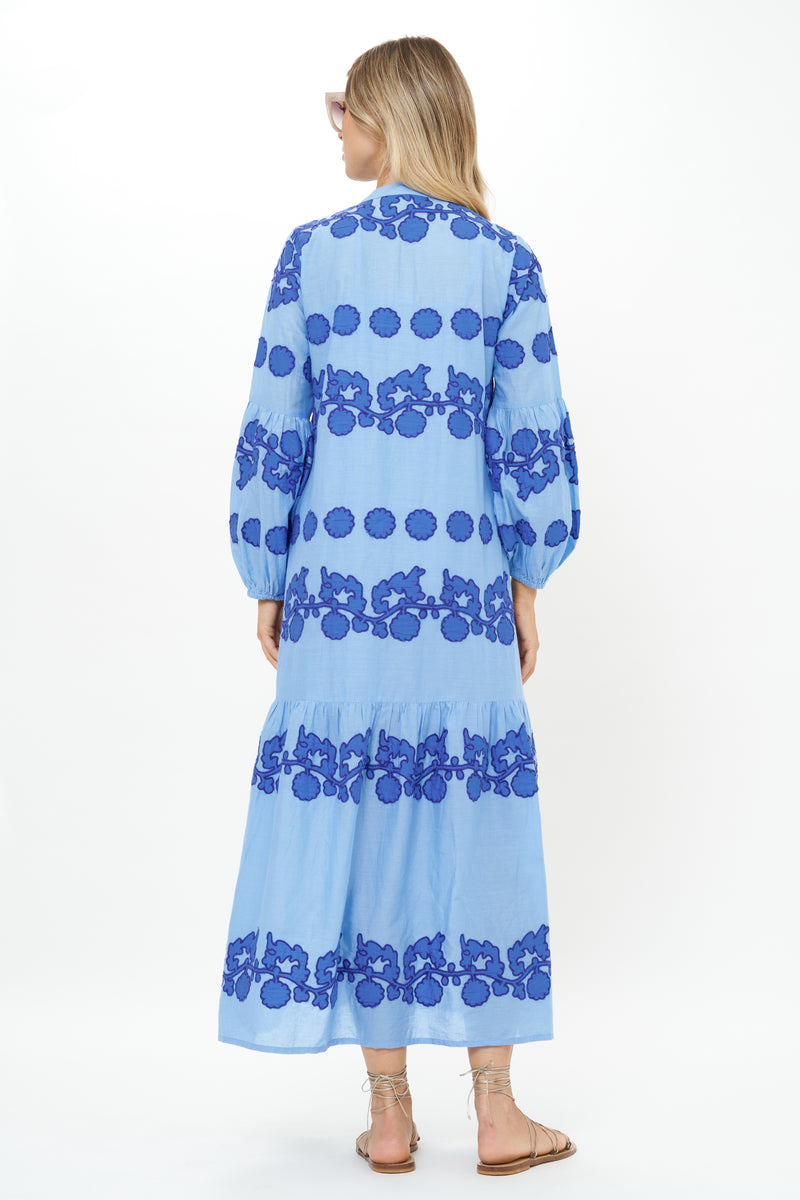 Balloon Sleeve Maxi- Tangier Blue