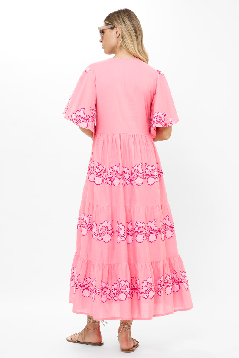 Flirty V-Neck Maxi- Tangier Pink