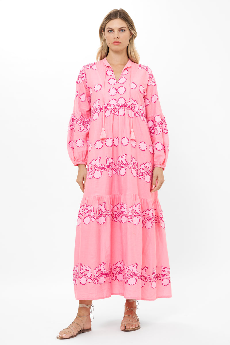 Balloon Sleeve Maxi- Tangier Pink