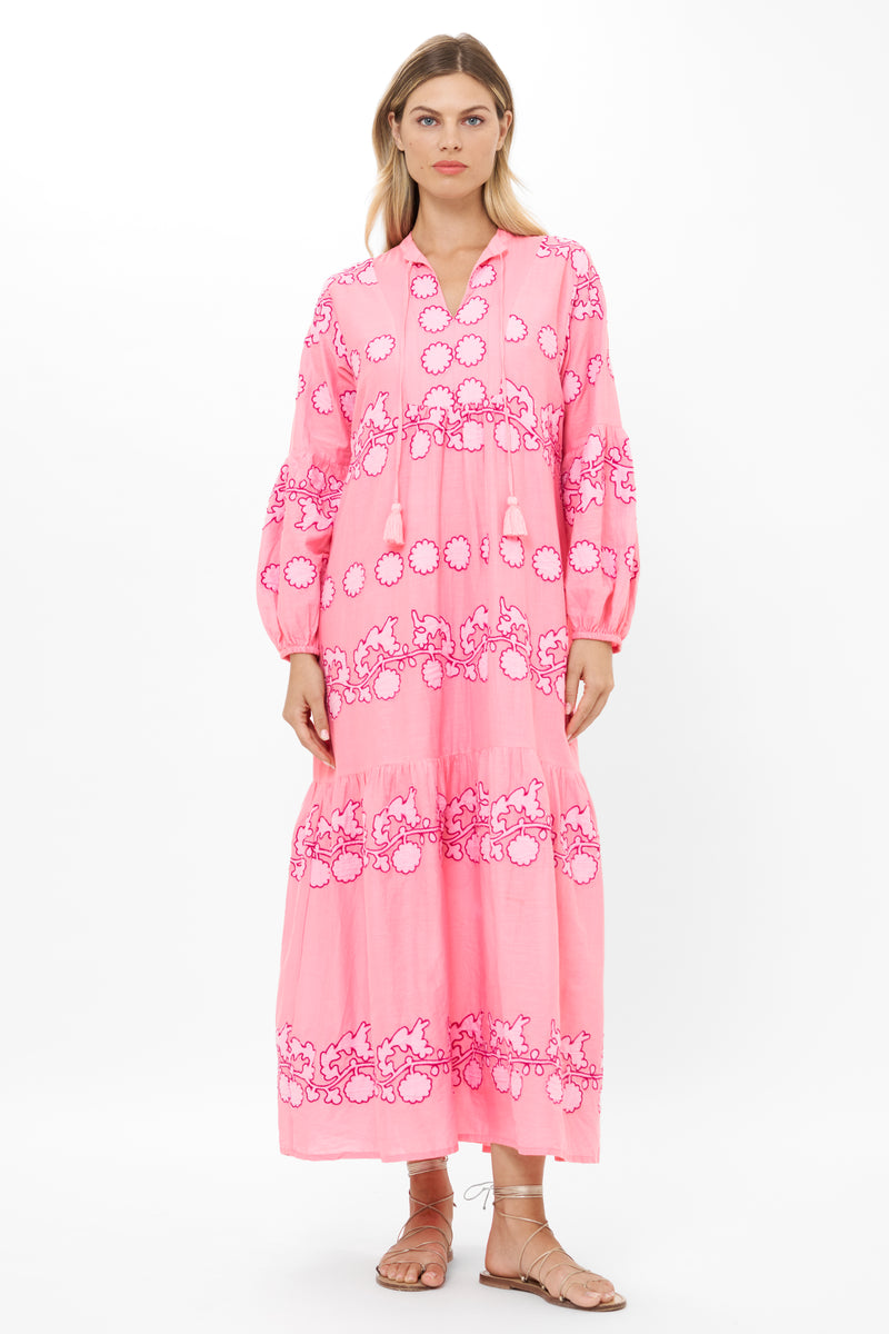 Balloon Sleeve Maxi- Tangier Pink