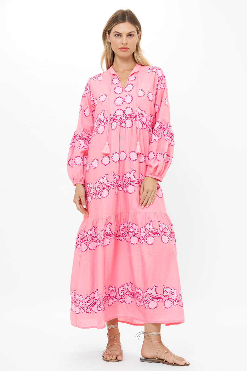 Balloon Sleeve Maxi- Tangier Pink