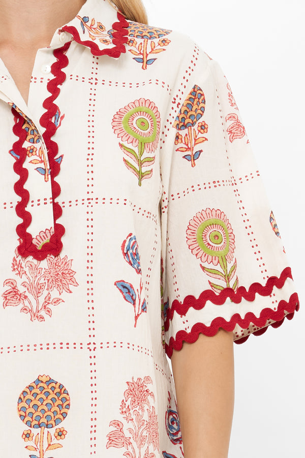 Collared Shirt Dress Mini- Taormina Cream