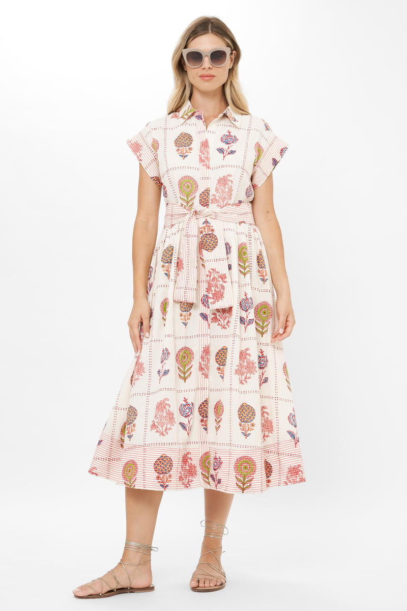 Belted Shirt Dress- Taormina Cream
