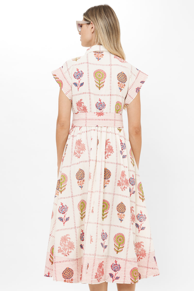Belted Shirt Dress- Taormina Cream