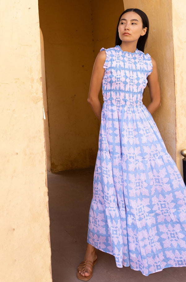 Sleeveless Smocked Maxi- Tigerlily Sky