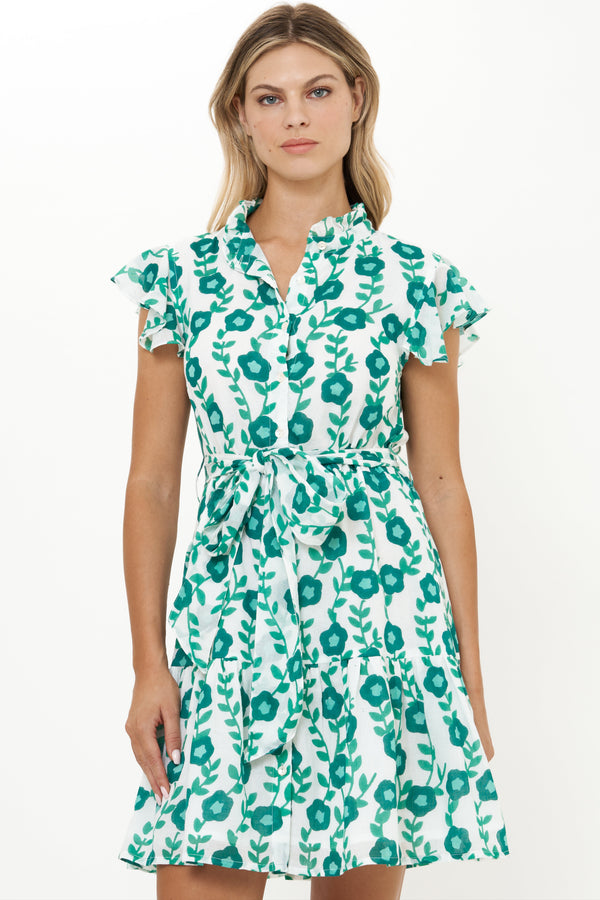 Ruffle Collar Button Mini- Toscana Green