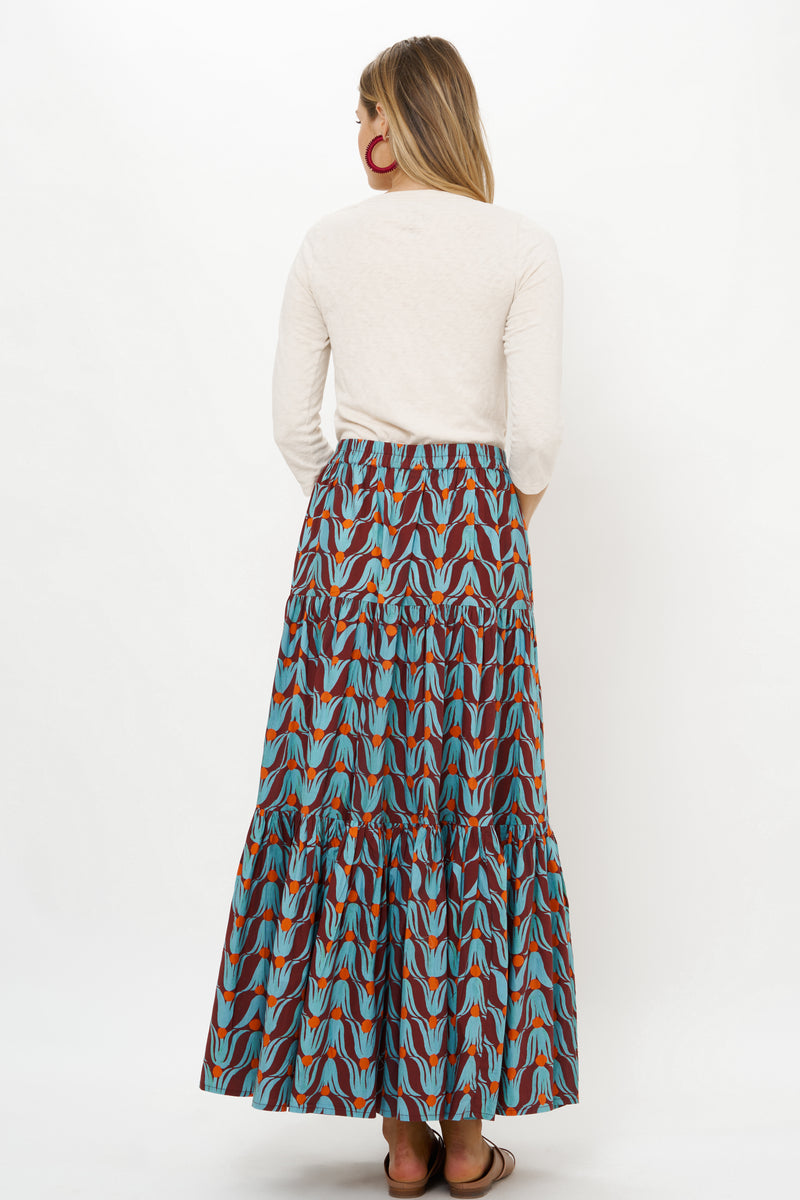 Tiered Maxi Skirt- Tulip Orange