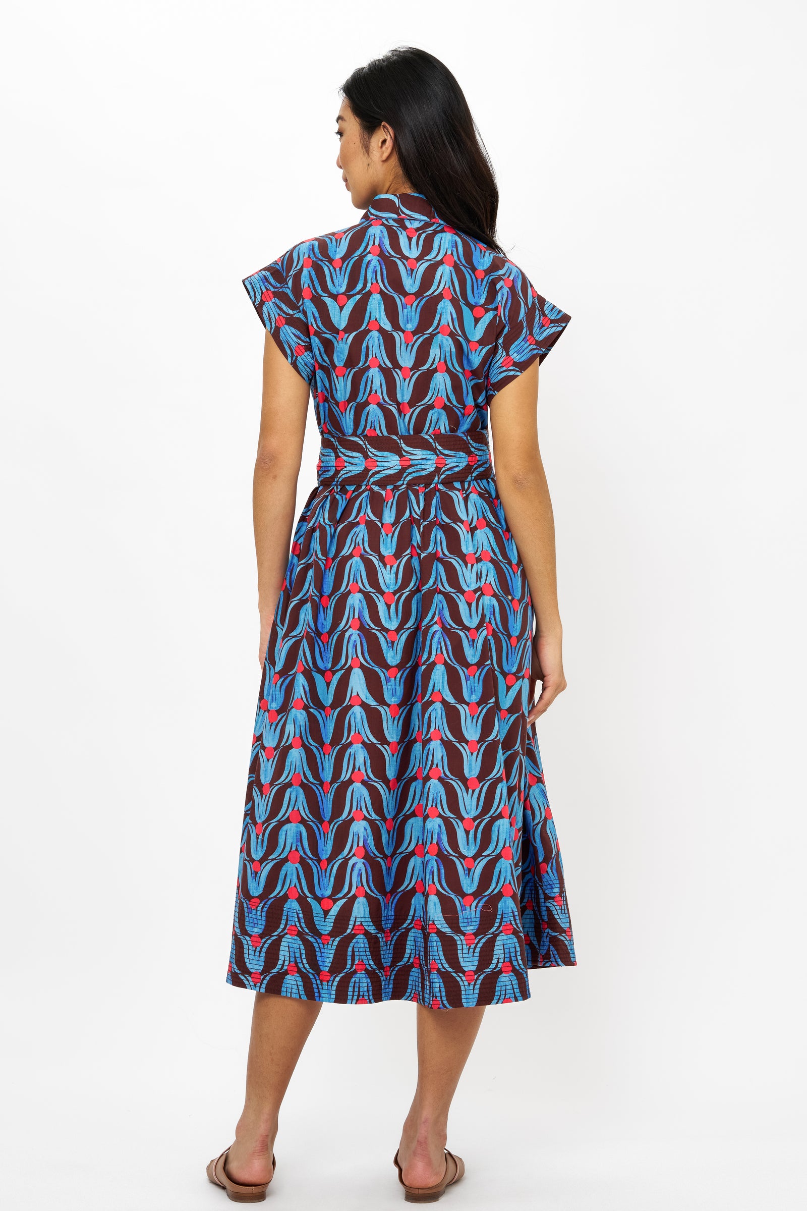 ミストレアス　Ribbon Pattern Raffle Shirt Dress Ribbon Pattern Raffle Shirt Dress With Belt - MISTREASS