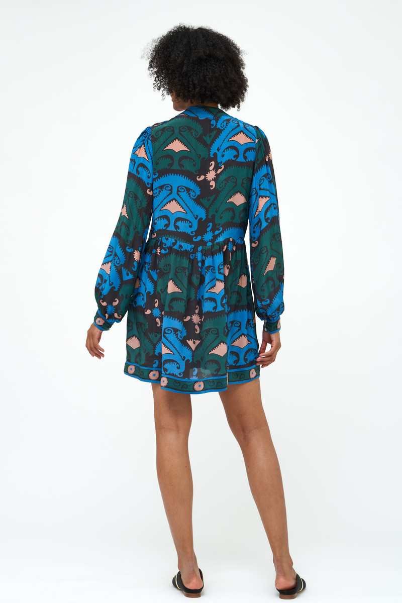 Shirt Dress Mini- Uzbek Blue