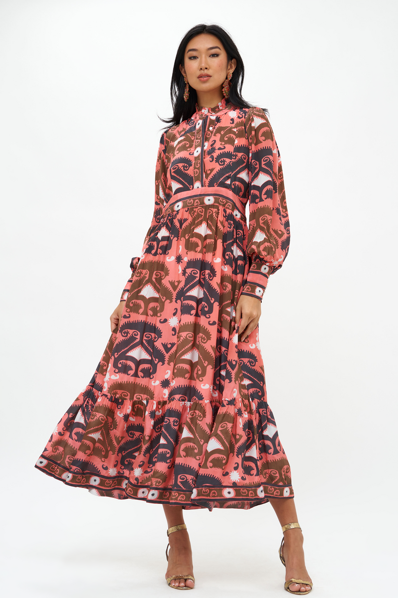 Shirt Waist Maxi Uzbek Brick OLIPHANTDESIGN