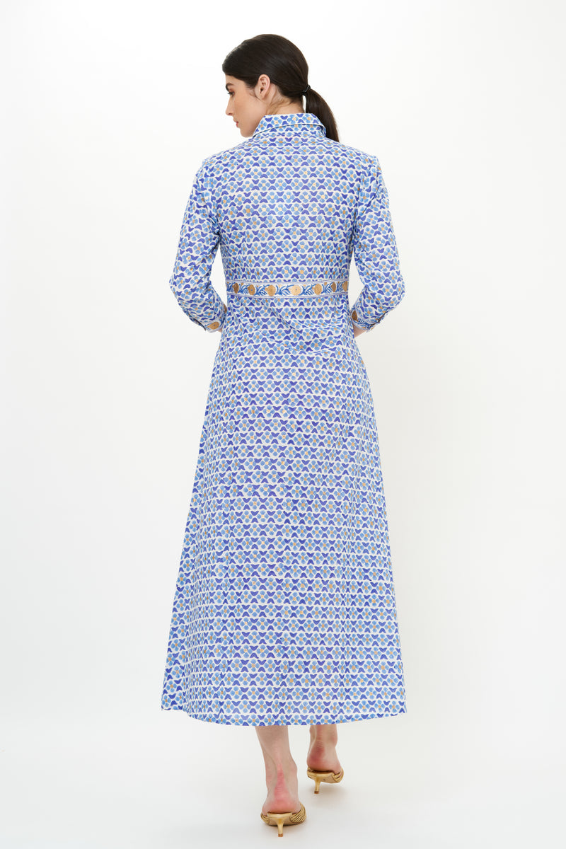 Shirt Dress Maxi- Veranda Blue