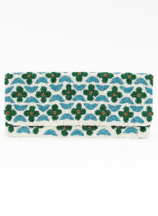 Beaded Clutch- Veranda Blue Green