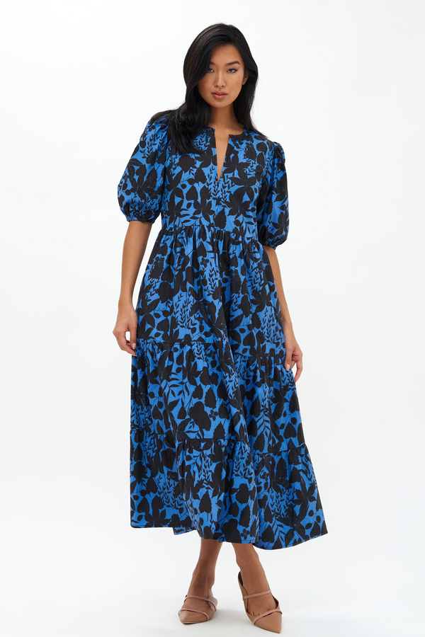 Puff Sleeve Maxi- Willow Blue