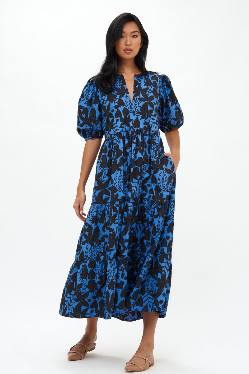 Puff Sleeve Maxi- Willow Blue