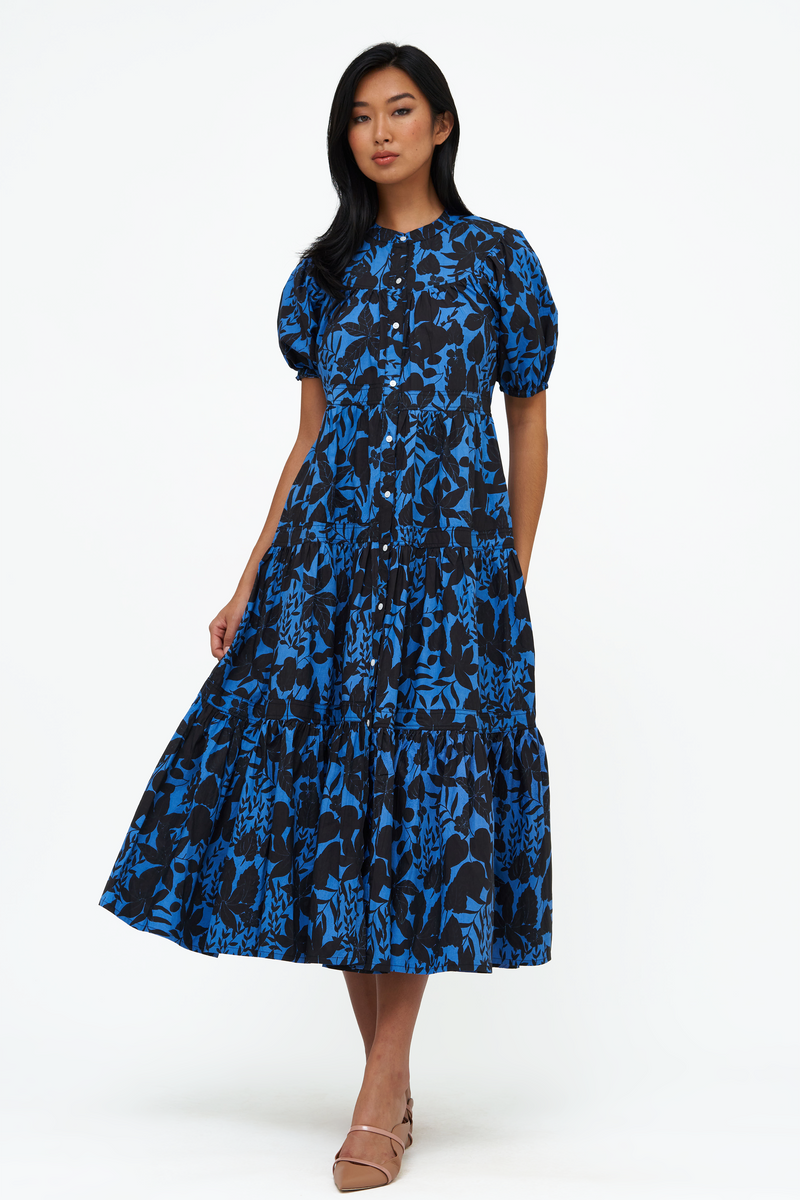 Scoop Tiered Midi- Willow Blue