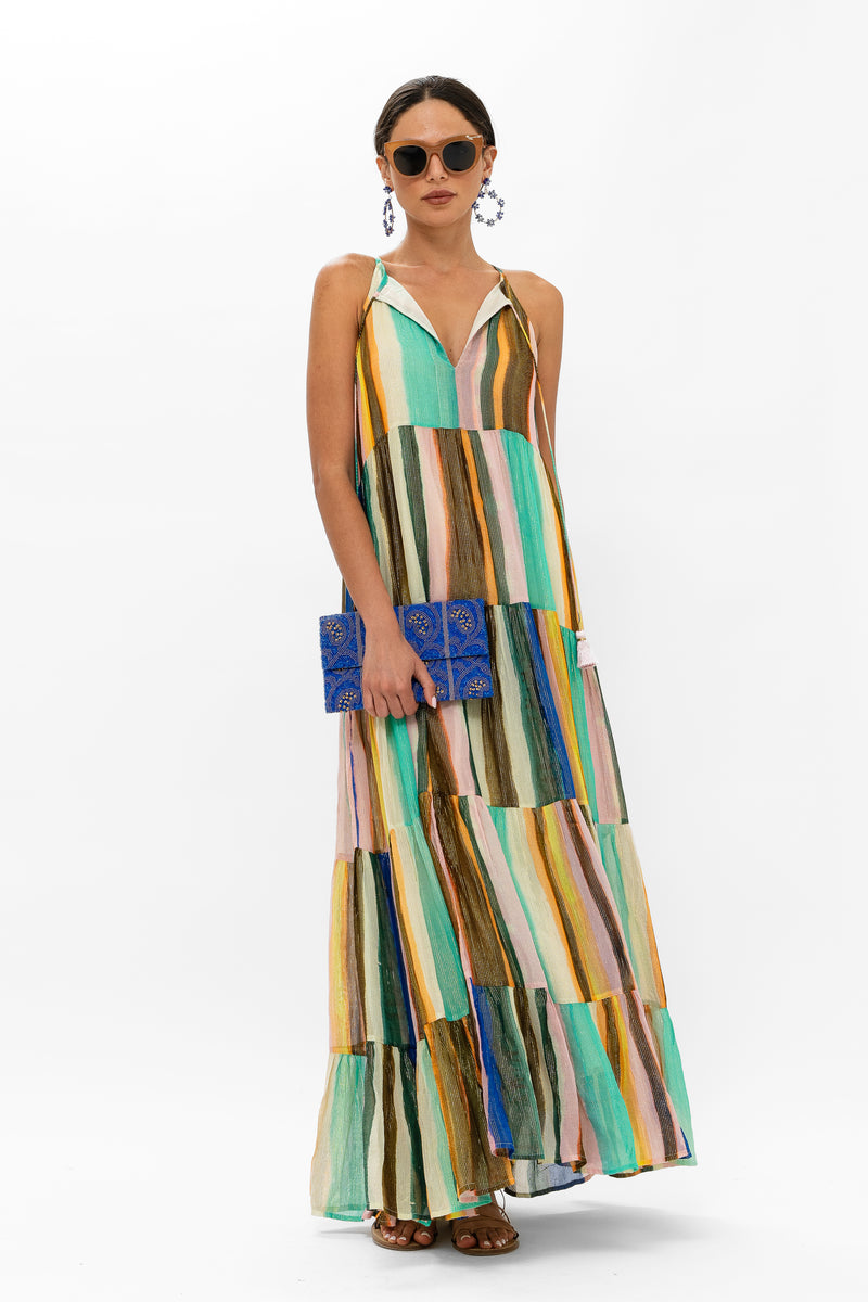 Long Tiered Tassel Dress- Zanzibar Multi