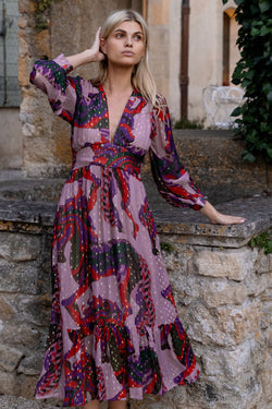 Tie Back Maxi- Arabia Crimson