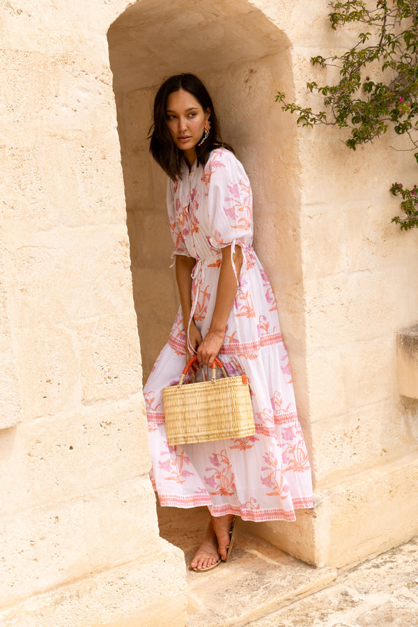 Cinched Pintuck Maxi- Ostuni Coral