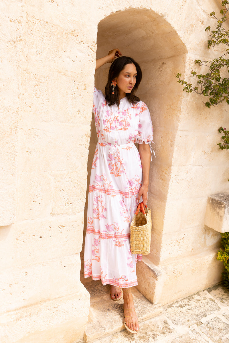 Cinched Pintuck Maxi- Ostuni Coral