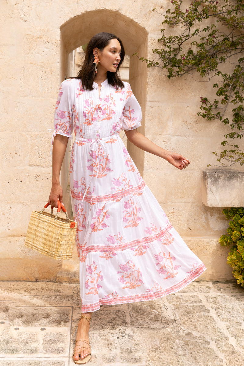 Cinched Pintuck Maxi- Ostuni Coral