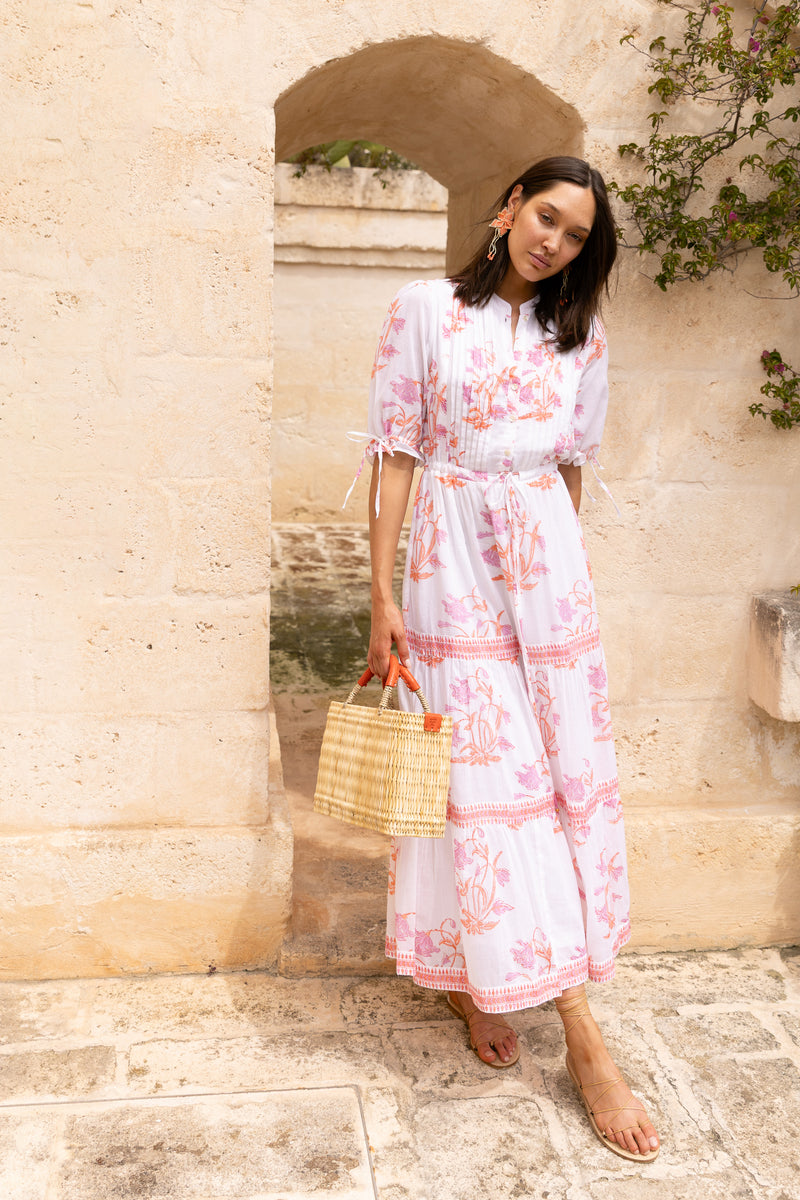 Cinched Pintuck Maxi- Ostuni Coral