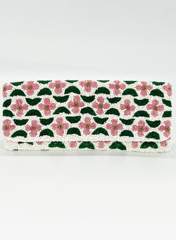 Beaded Clutch- Veranda Pink Green