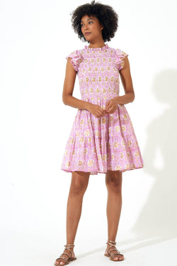 Smocked Flirty Short Dress- Haveli Rose