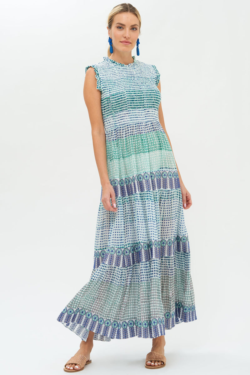 Sleeveless Smocked Maxi- Astrid Green