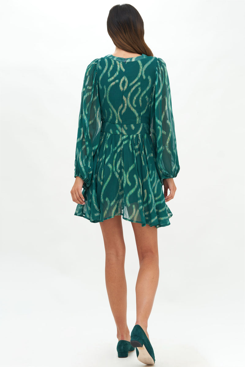 Balloon Waisted Mini- Aurora Teal