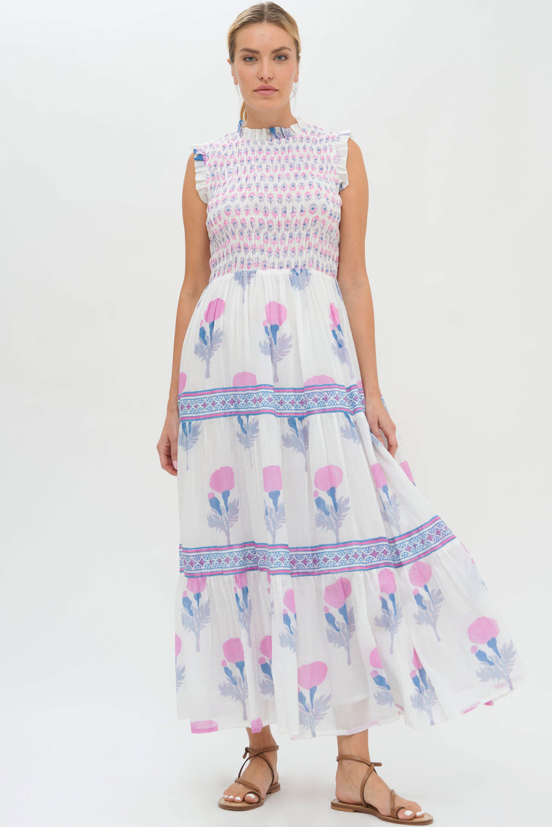 Sleeveless Smocked Maxi- Bloom Pink