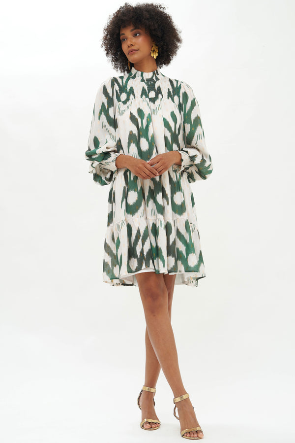 Smocked Neck Mini- Chitka Forest