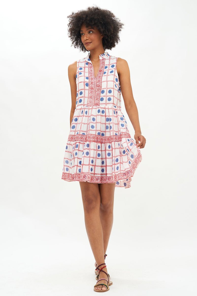 Yoke Dress- Domino Red