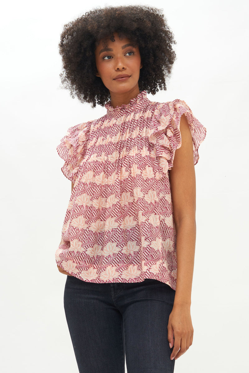 Pintuck Ruffle Top- Florence Petal