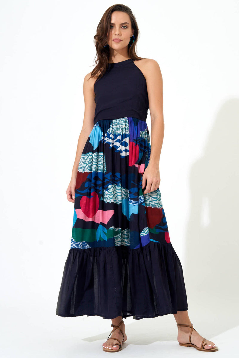 High Neck Maxi- Pacifica Black