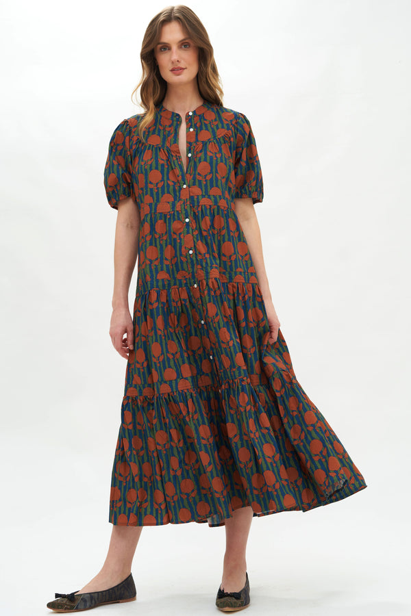 Scoop Tiered Midi- Istanbul Cognac