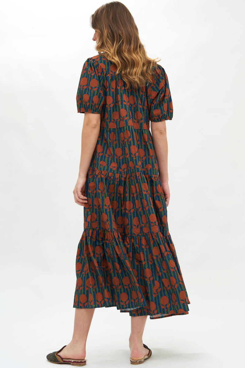 Scoop Tiered Midi- Istanbul Cognac