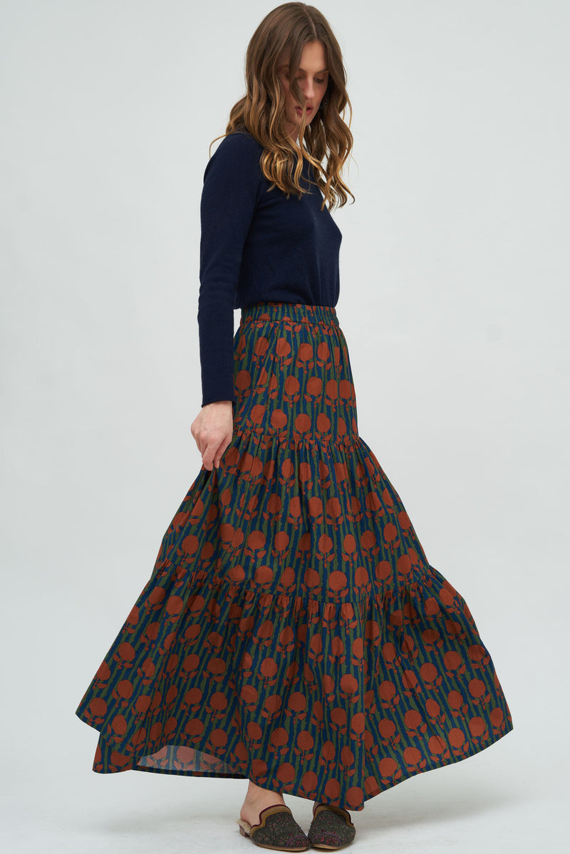 Tiered Maxi Skirt- Istanbul Cognac – OLIPHANTDESIGN