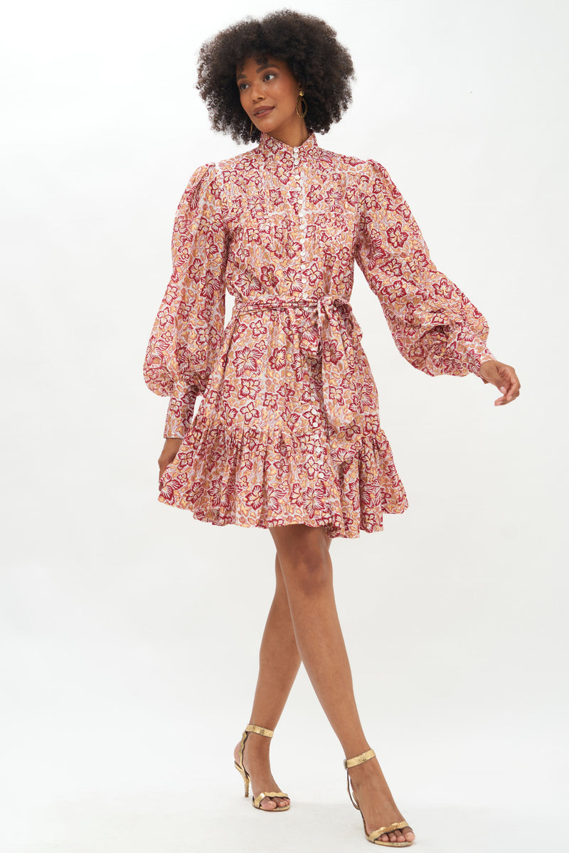 High Neck Button Mini- Ivy Crimson
