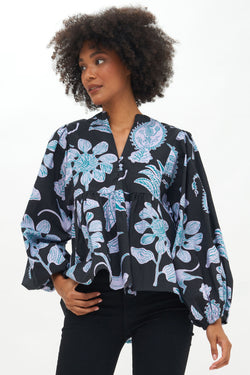 Mandarin Balloon Top- Lamu Black