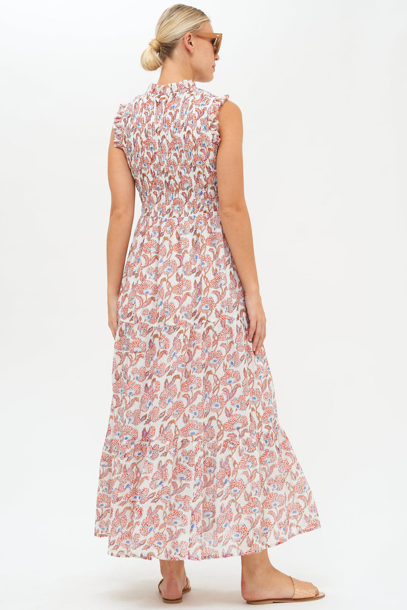 Sleeveless Smocked Maxi- Lucia Orange