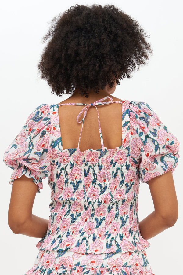 Puff Sleeve Smocked Top- Lucia Pink