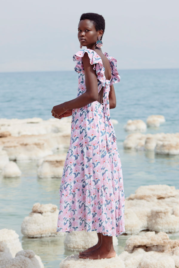 Flirty Tie Back Maxi- Lucia Pink