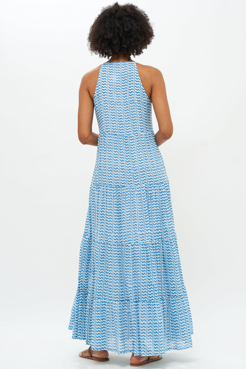 Long Tiered Tassel Dress- Marley Blue