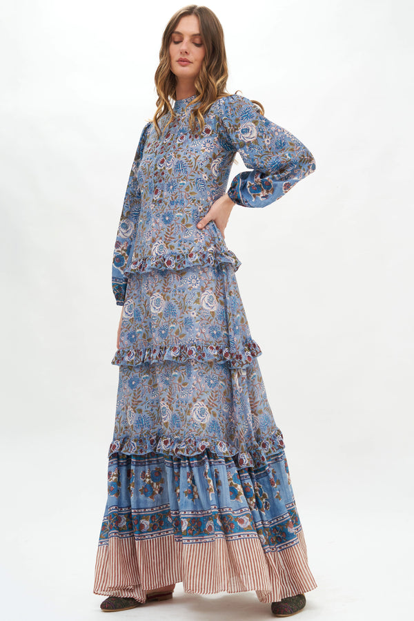 Mock Neck Maxi- Marseille Blue