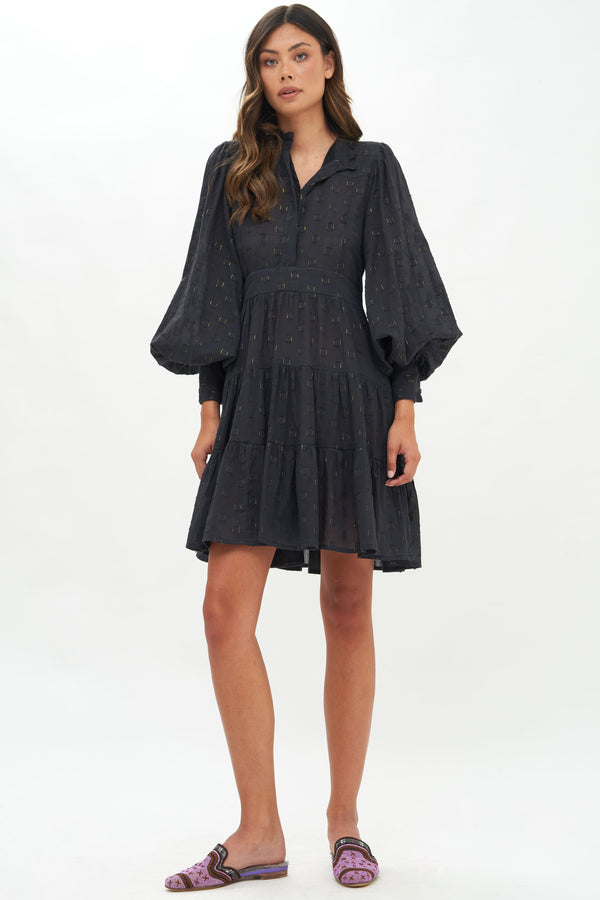 Shirt Waist Mini- Midnight Black Gold