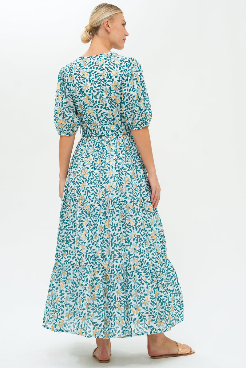 Puff Sleeve Maxi- Mondavi Green