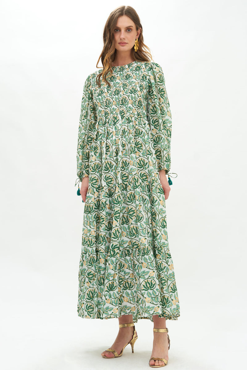 Smocked Top Maxi- Montenegro Green