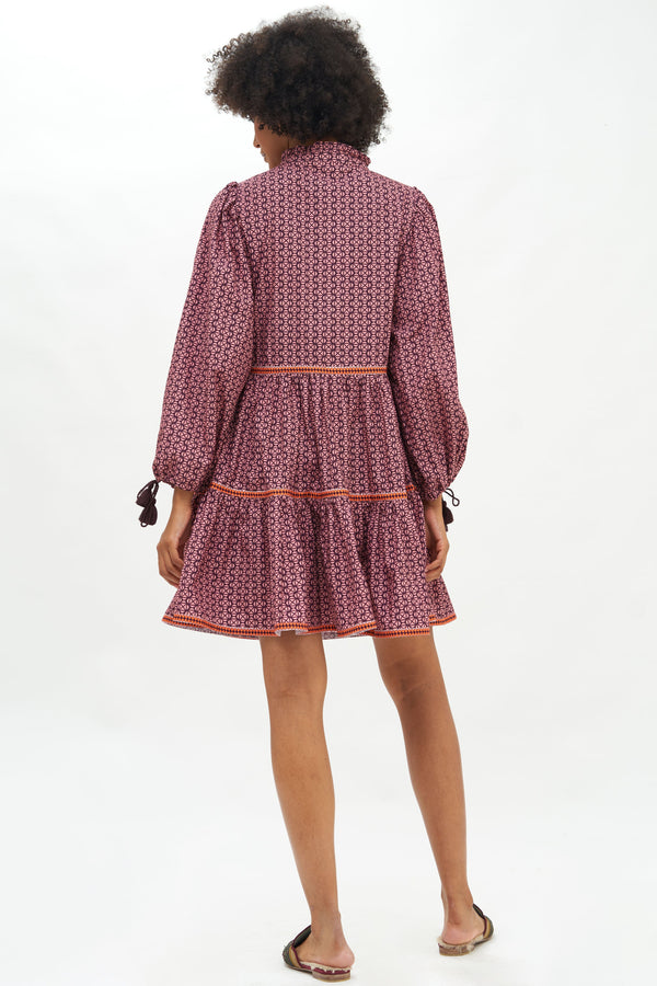 Long Sleeve Yoke Dress- Morocco Petal