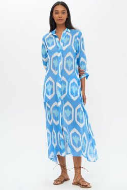 Shirt Dress Midi- Odisha Blue
